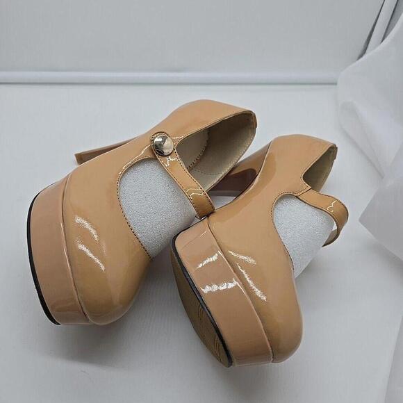 Mary Jane Shoes - Monicoco Nude Mary Jane Closed Round Toe 5 Stiletto Heels